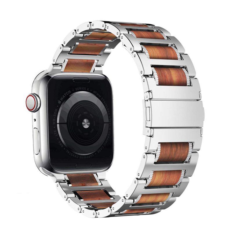 Bracelet Apple Watch <br /> Bois Santal Metal - Univers-Watch