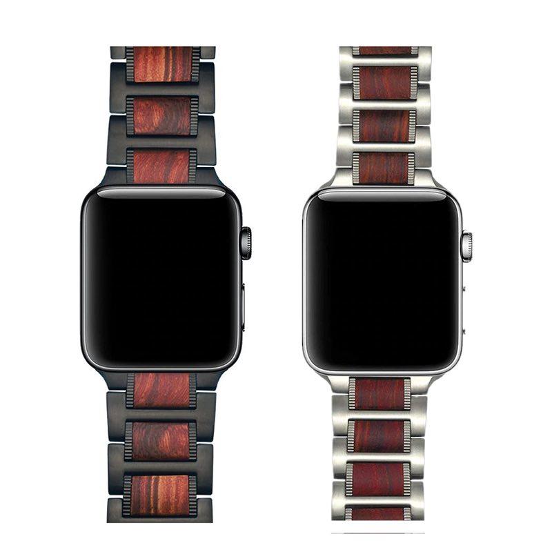 Bracelet Apple Watch <br /> Bois Santal Metal - Univers-Watch