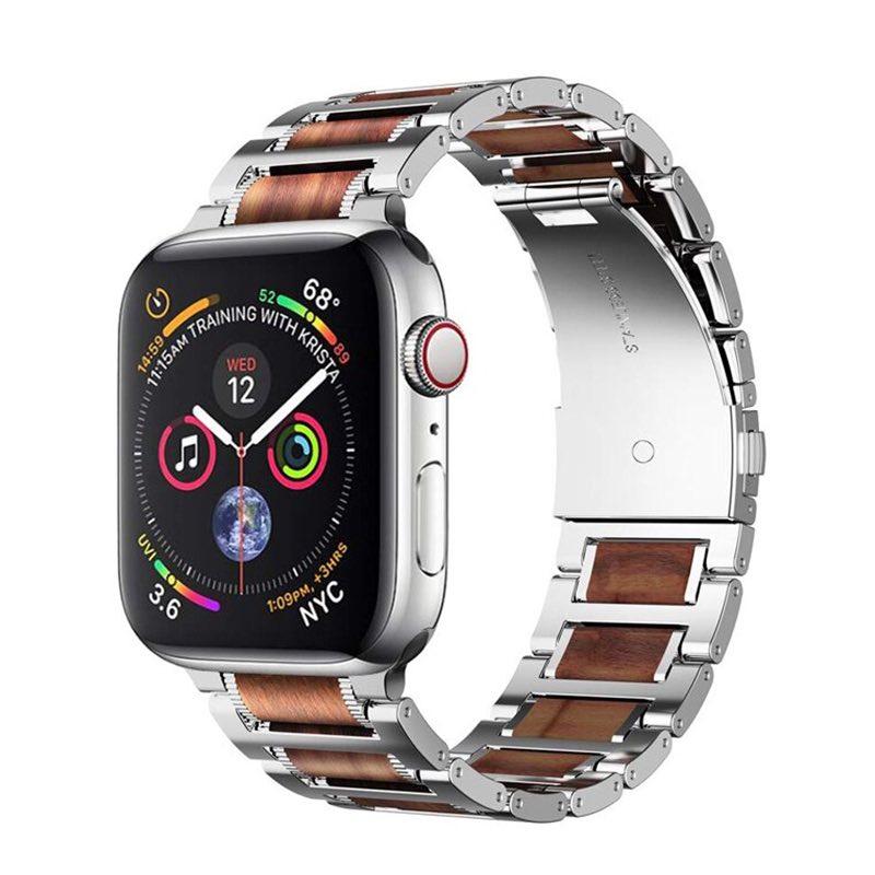 Bracelet Apple Watch <br /> Bois Santal Metal - Univers-Watch