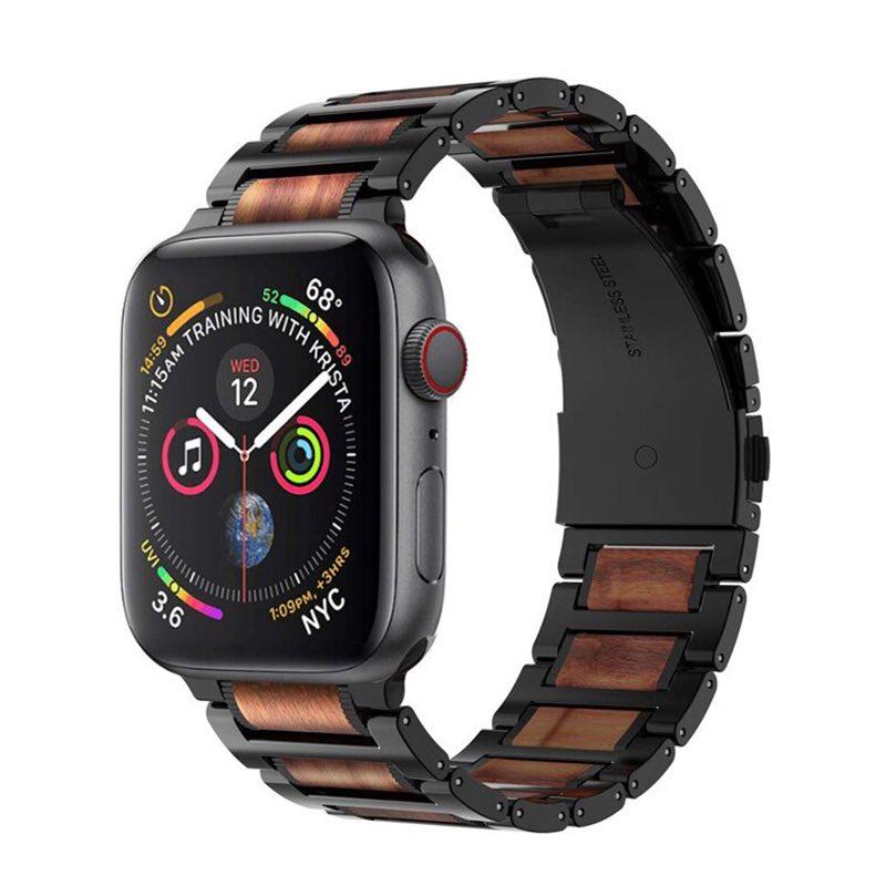 Bracelet Apple Watch <br /> Bois Santal Metal - Univers-Watch