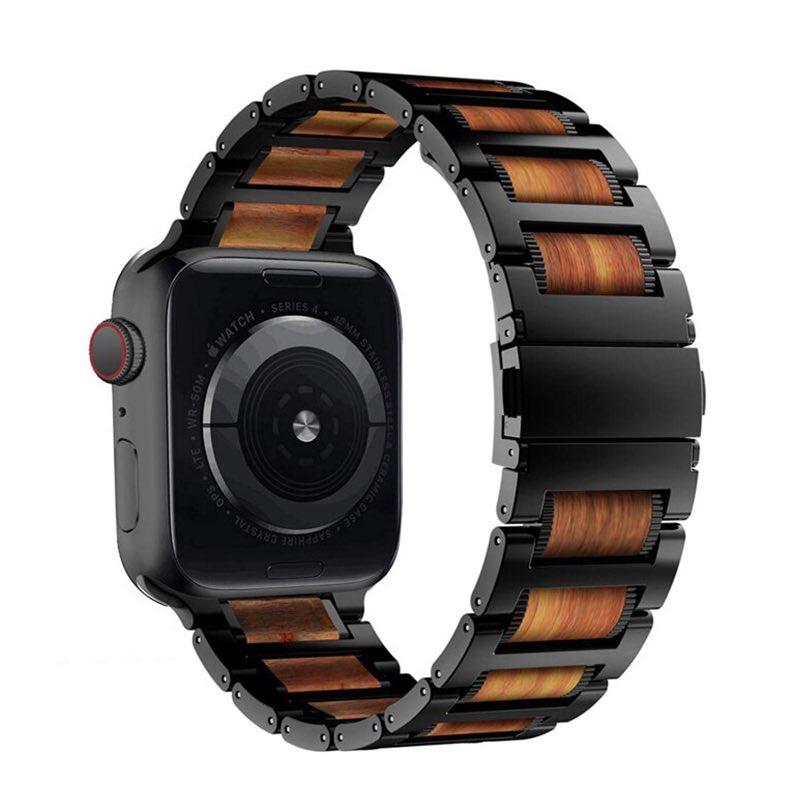 Bracelet Apple Watch <br /> Bois Santal Metal - Univers-Watch