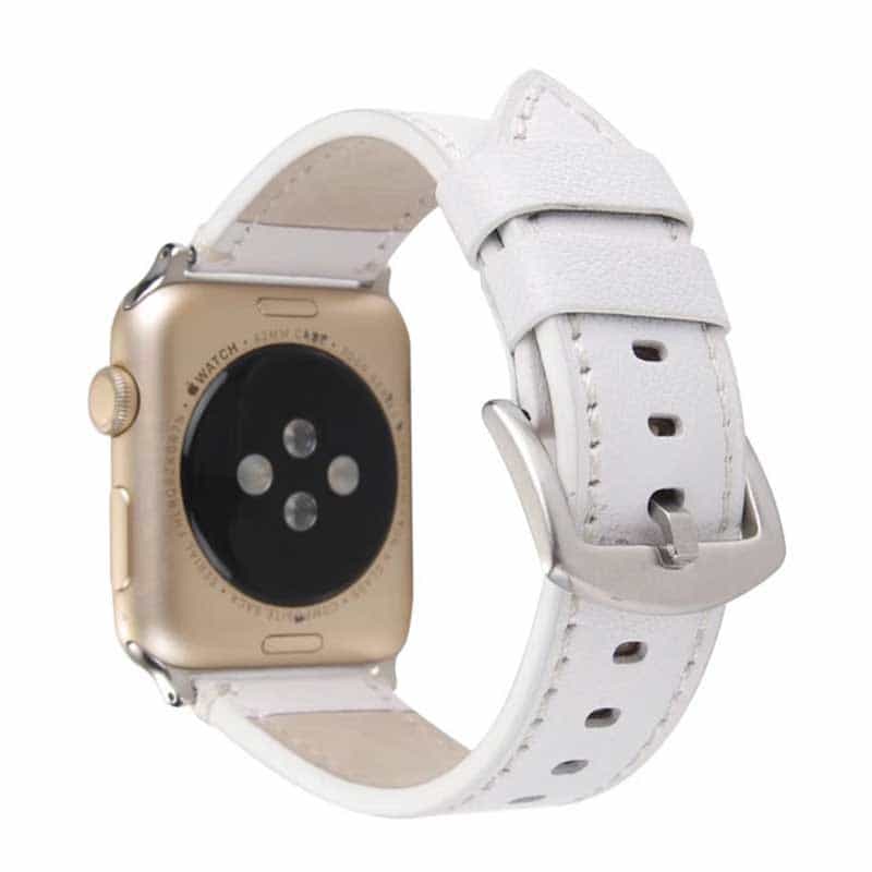 Bracelet Apple Watch <br /> Cuir Blanc - Univers-Watch