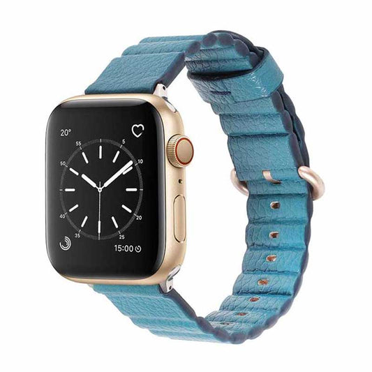 Bracelet Apple Watch <br /> Cuir Bleu Palma - Univers-Watch