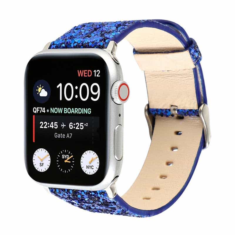 Bracelet de montre fin en cuir de lézard pour Apple Watch