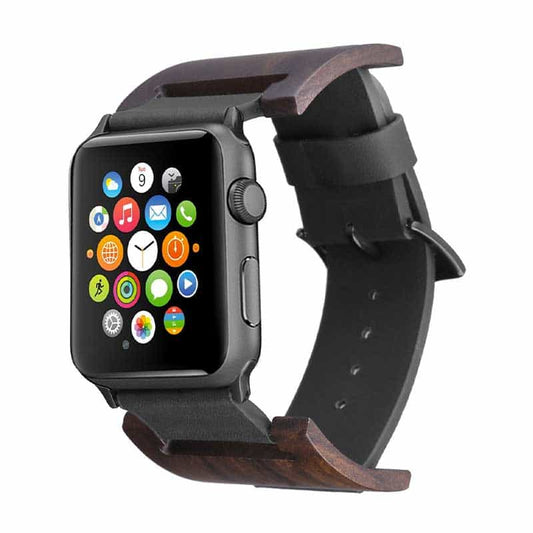 Bracelet Apple Watch <br /> Cuir Noir - Univers-Watch