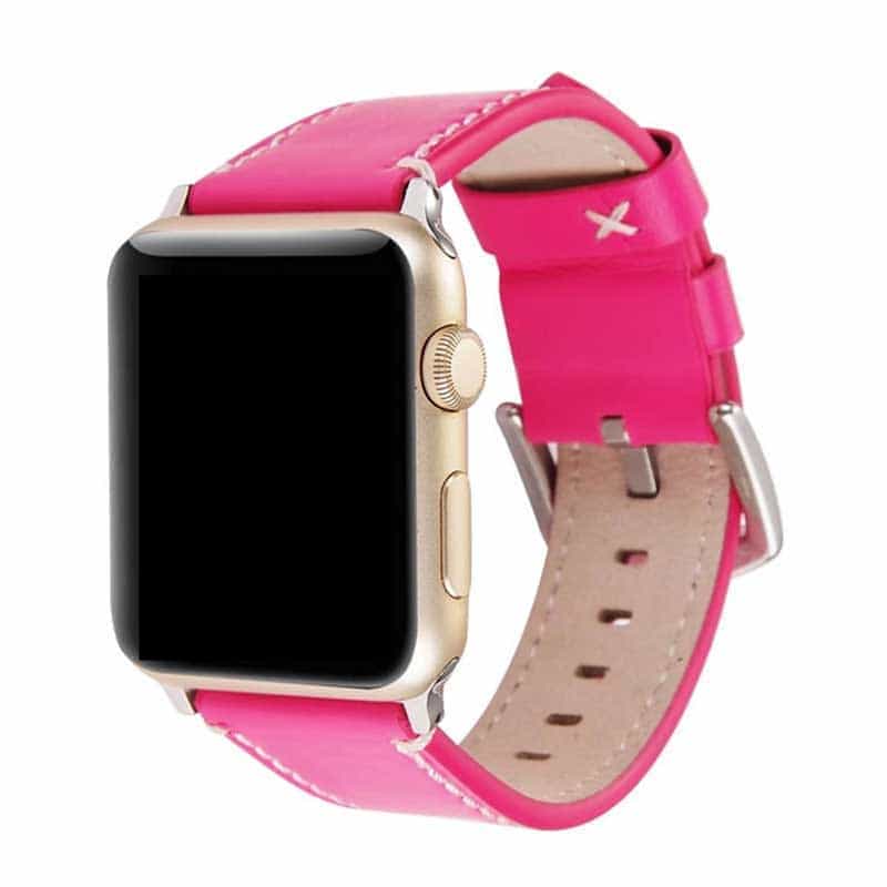 Bracelet Apple Watch <br /> Cuir Rose - Univers-Watch