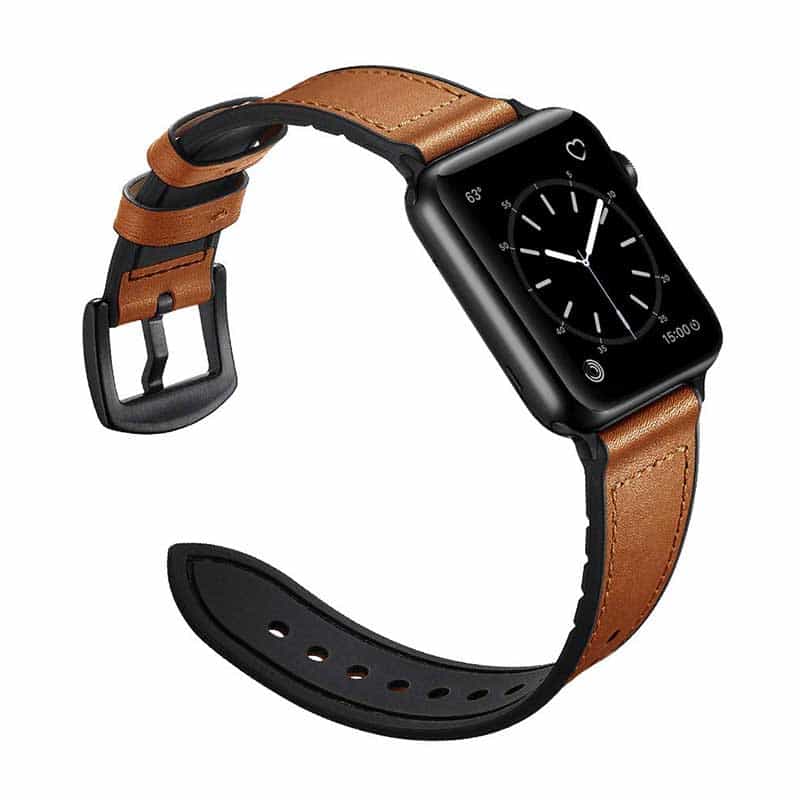 Bracelet Cuir Apple Watch Serie 4 marron noir