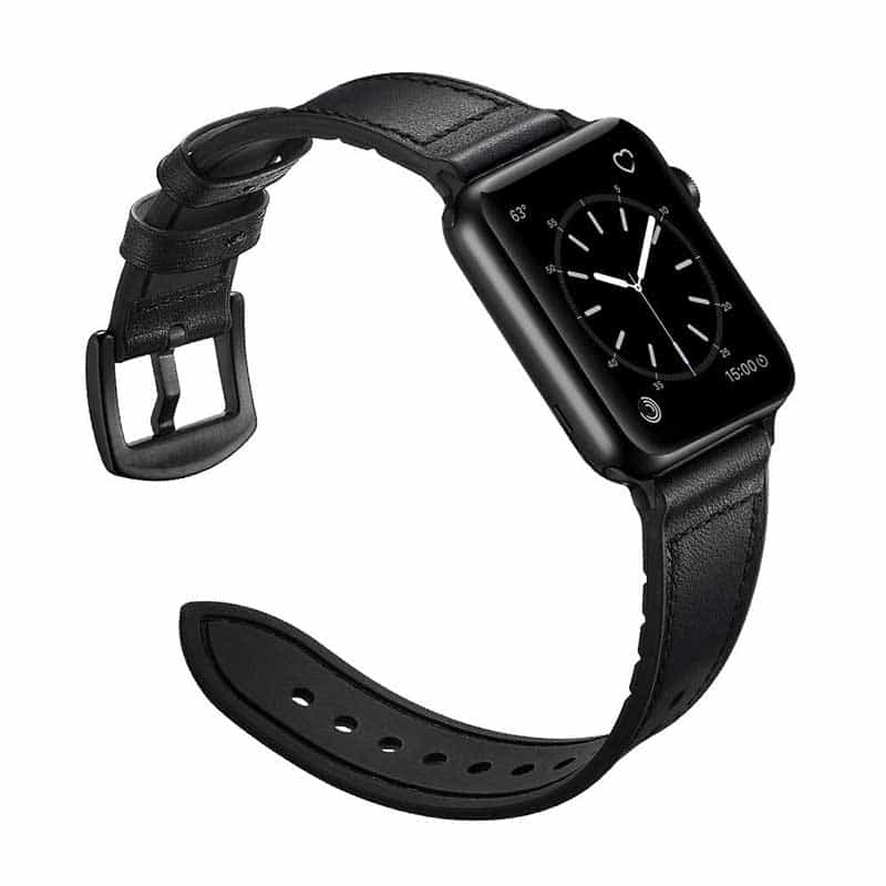 Bracelet Cuir Apple Watch Serie 4 noir vintage